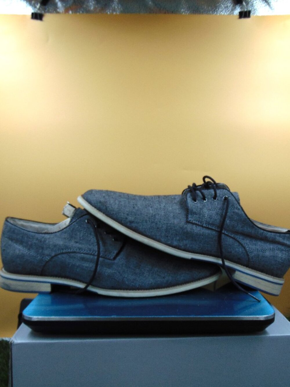 Giorgio Brutini Mens 11.5 M Grey Canvas Linen Oxford Derby Shoes Casual 659081-